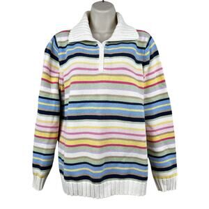 Tommy Hilfiger Women's Rainbow Sweater Y2K Striped Cotton Plus Size 1X